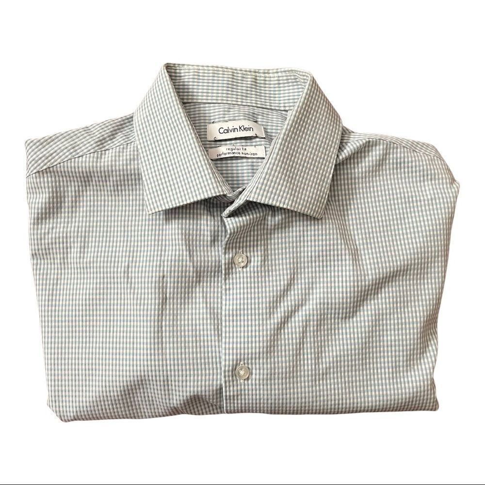 Calvin Klein Gingham Button down Shirt Size 16.5